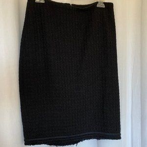 Classic black bouclé tweed skirt by Talbots.